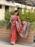 Orpita Silk Digital Print Saree with Matching Blouse, 12.5 Haath