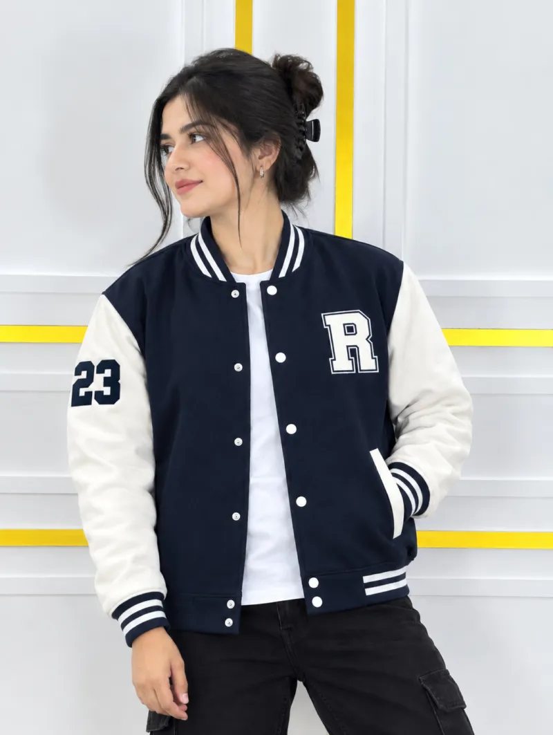 Brushed Cotton Varsity Jacket for Men and Women, Sizes M to XL