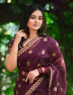 প্রতিদিনের জন্য হালকা সেমি মসলিন শাড়ি, 14 হাত