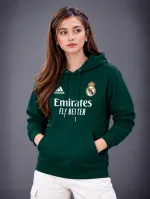 Women's Semi Baggy Pure Cotton Hoodie with DTF Print, 330-350 GSM