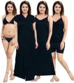 মহিলাদের সাটিন নাইট ড্রেস সেট লং নাইটি ও টপসহ