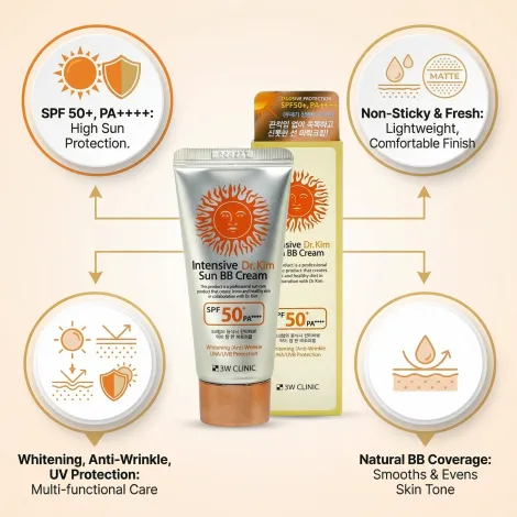 3W Clinic ইনটেনসিভ Dr.Kim সান BB ক্রিম SPF50+ PA++++ 50ml