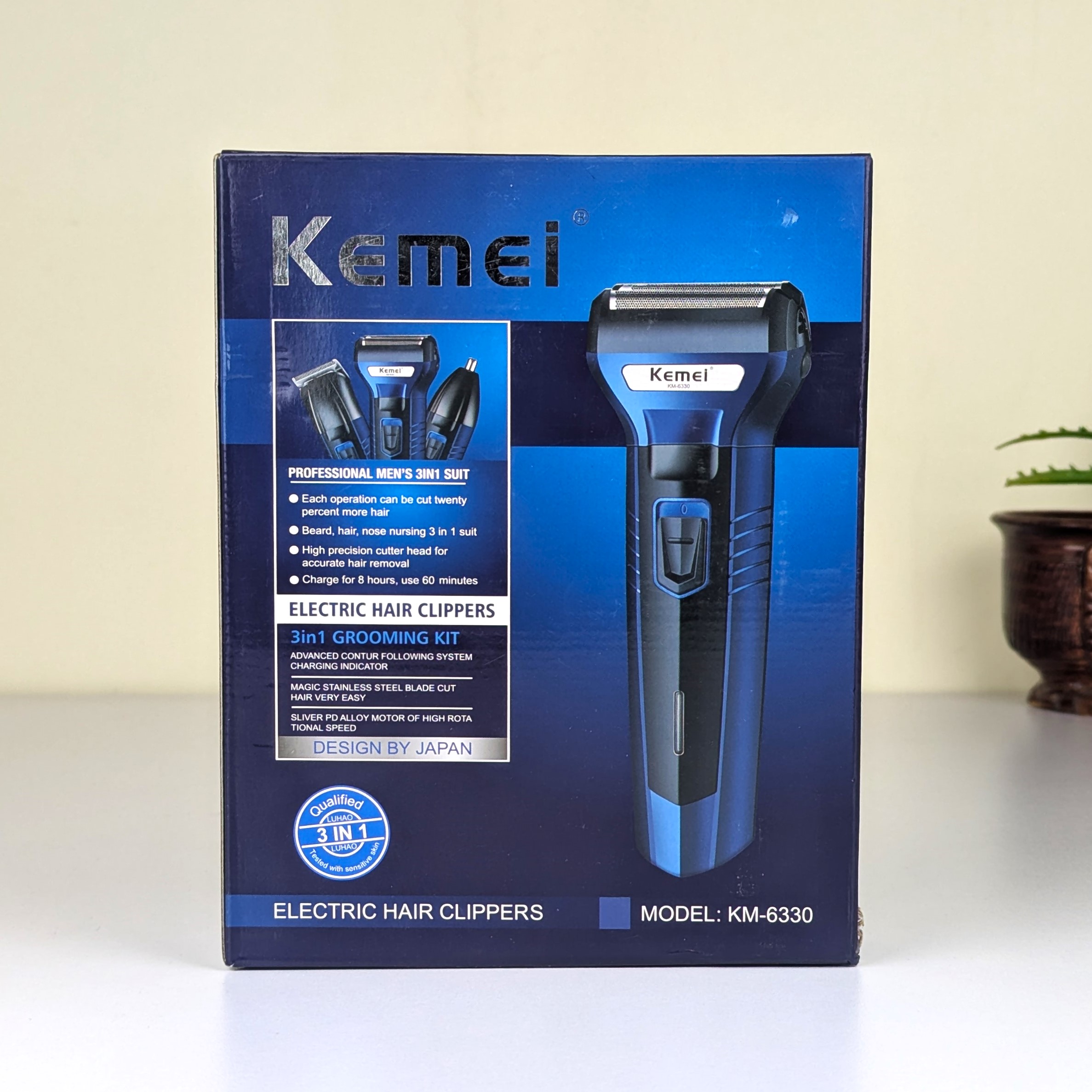 Kemei KM-6330 3-ইন-1 রিচার্জেবল হেয়ার ট্রিমার, ইলেকট্রিক শেভার ও নোজ ক্লিপার গ্রুমিং কিট