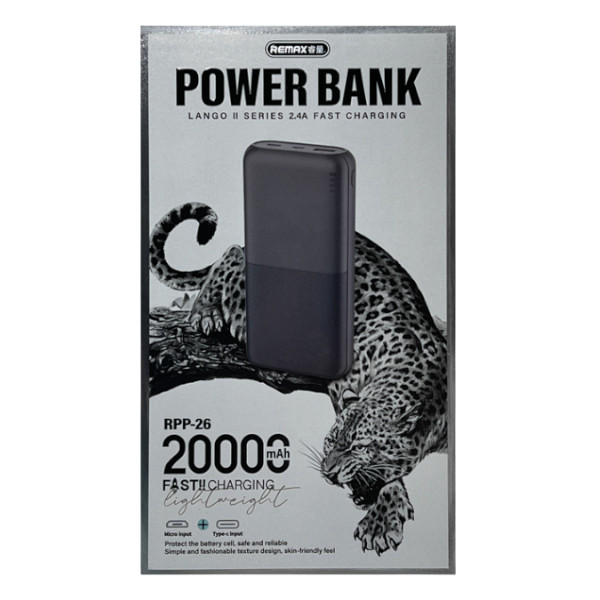 রিম্যাক্স RPP-26 ২০০০০মিএএইচ পাওয়ারব্যাংক ২ ইনপুট টাইপ