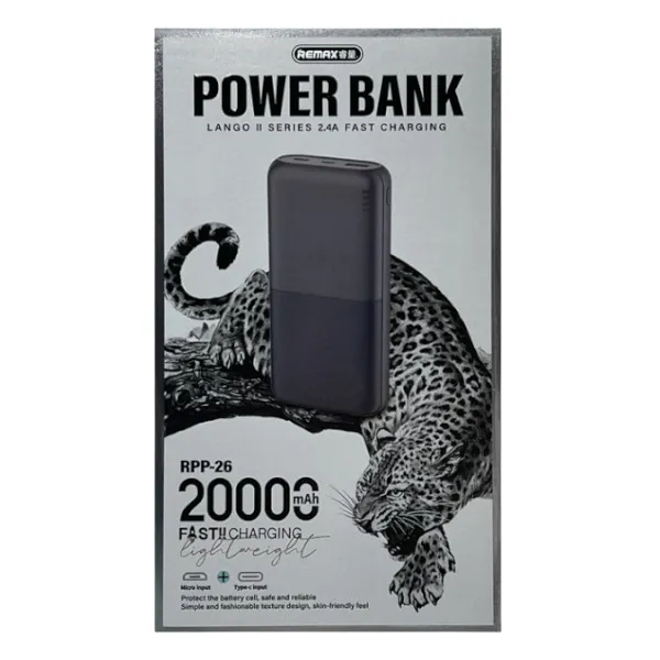 Remax RPP-26 20000mAh পাওয়ার ব্যাংক, 2 ইনপুট