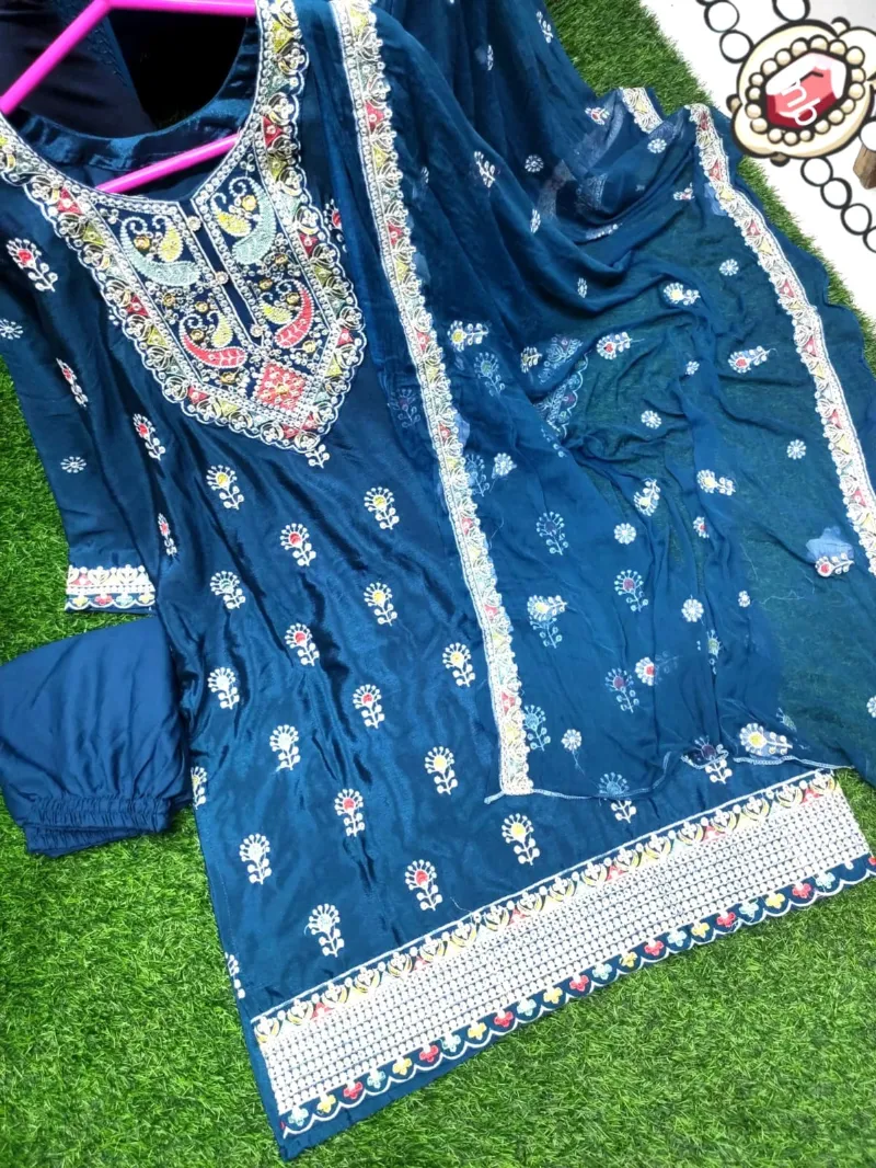 Women's Readymade Three Piece with Tassel Chiffon Orna, 5 Colours