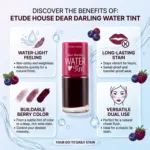 Etude Dear Darling ওয়াটার লিপ টিন্ট, শেড 01 Strawberry Ade