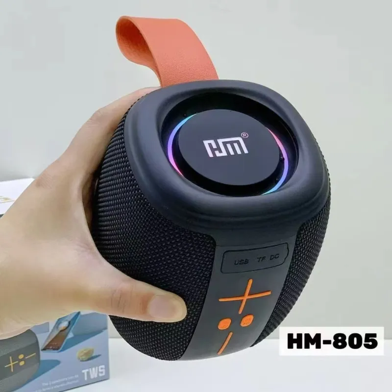 HM-805 পোর্টেবল ব্লুটুথ স্পিকার, RGB লাইটসহ (কালো)