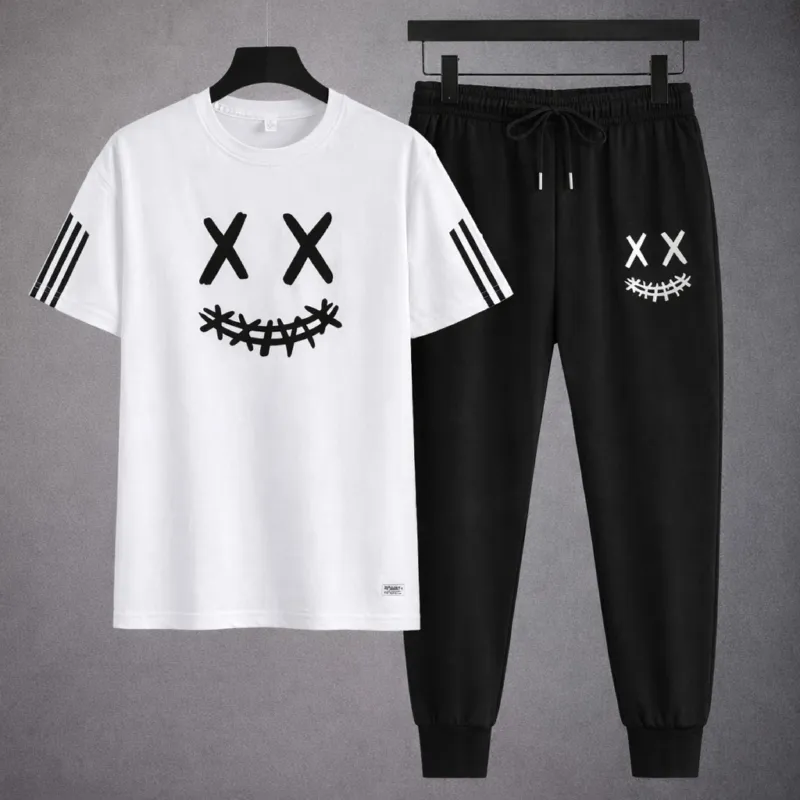 Men's Two-Piece Mesh Jersey Combo, Printed Tee and Trouser