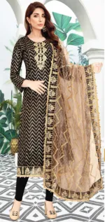 Women's AC Cotton Three Piece with Embroidery and All-Over Print
