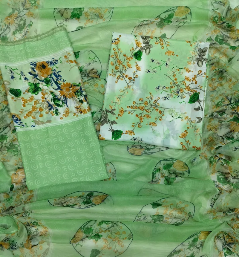 Risika Silk Unstitched Three Piece with Floral Print