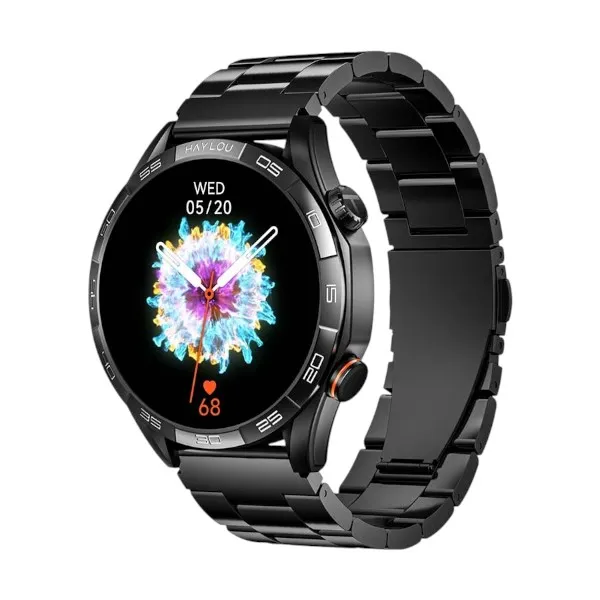 Haylou Solar 5 AMOLED কালো ব্লুটুথ কলিং স্মার্টওয়াচ, মেটালিক ও সিলিকন স্ট্র্যাপসহ