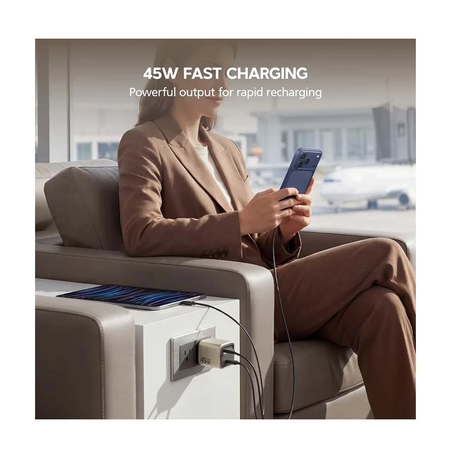 Micropack MWC-245 45W GaN Charger with Retractable USB-C Cable (EU)