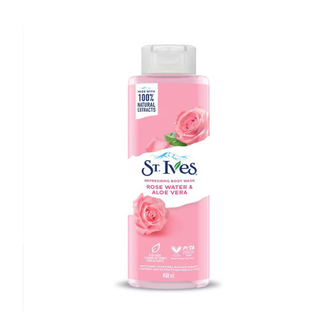 ST.Ives Rose Water & Aloe Vera Refreshing Body Wash 450ml (Thailand)