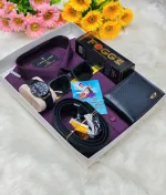 Men's Pure Cotton Shirt Gift Combo with Watch, Wallet and Belt