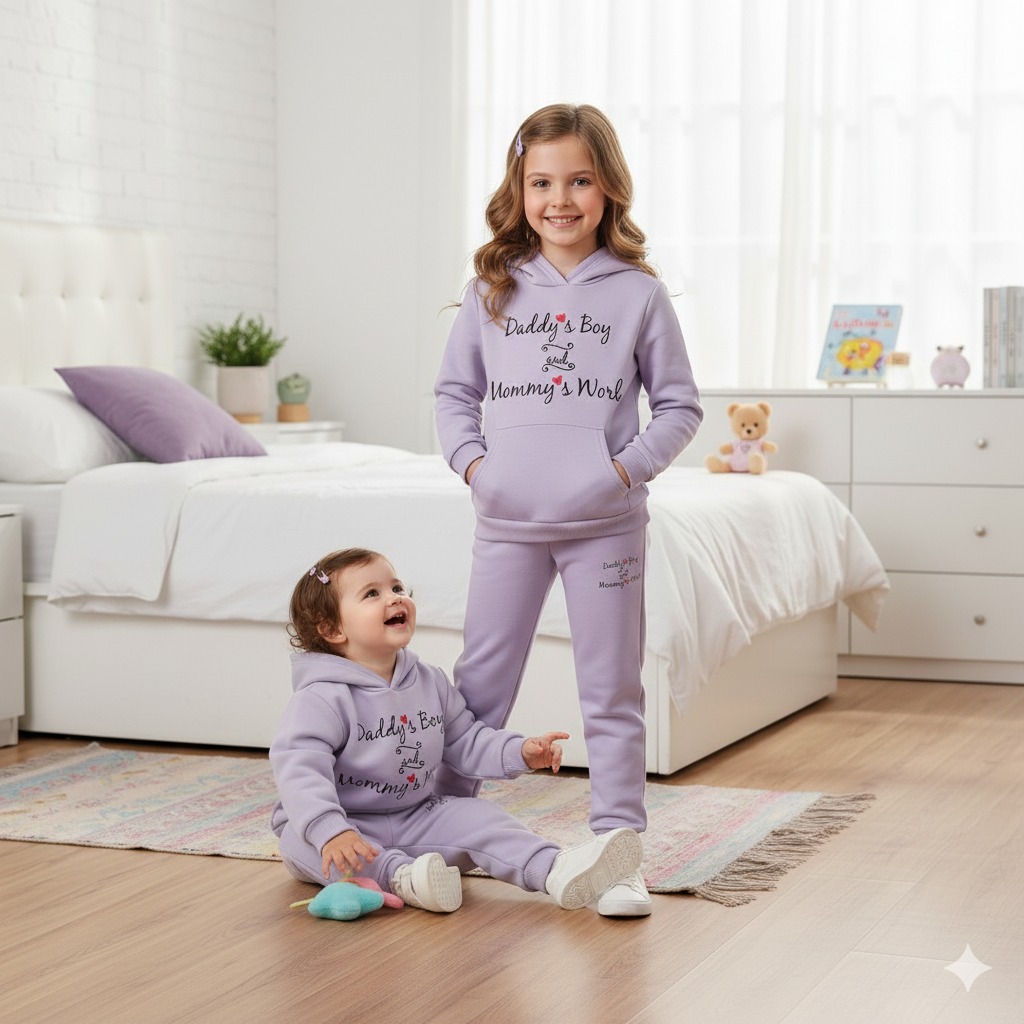 Kids DTF Print Hoodie and Pant Set, 6 Colours, 1 to 10 Years