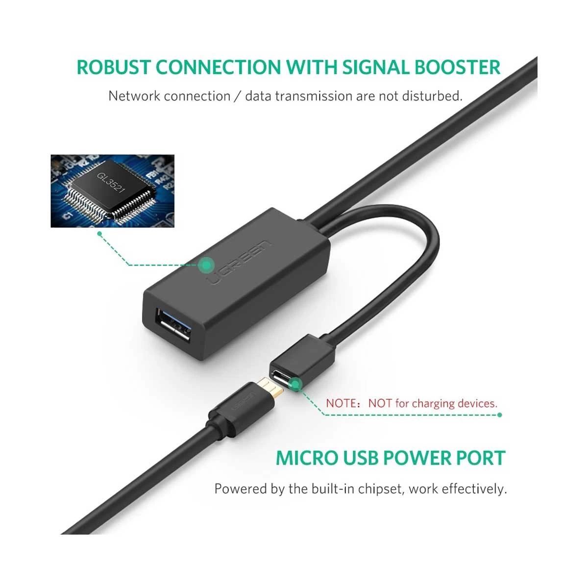 UGREEN US175 20826 USB 3.0 Male to Female 5 Meter Extension Cable