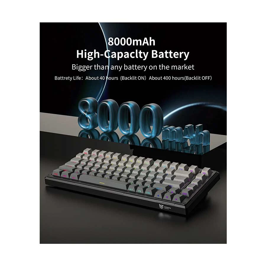 Onikuma G83 Tri Mode RGB Hot Swap Mechanical Keyboard Black Gray