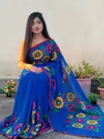 মহিলাদের হাফ সিল্ক হ্যান্ড পেইন্ট শাড়ি, 6টি রঙের অপশন