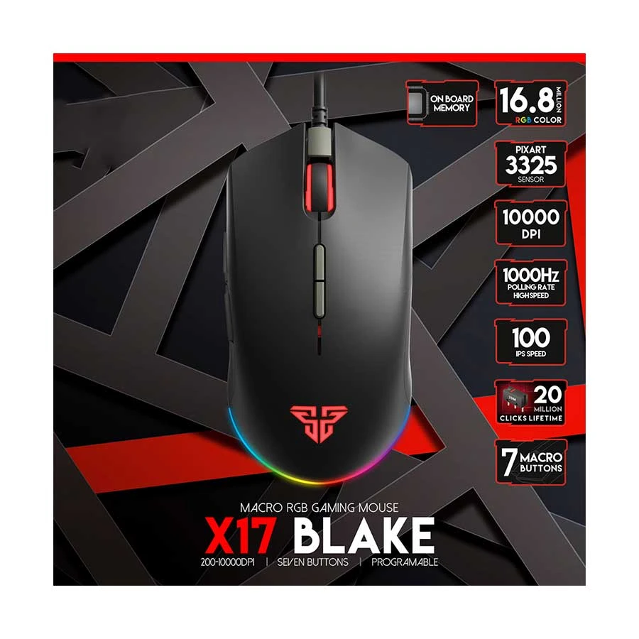 Fantech X17 Pro Wired Black Macro RGB Gaming Mouse