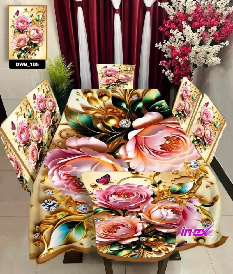 ডাইনিং চেয়ার ও টেবিল কভার সেট, 3D প্রিন্ট, 18 x 21 ইঞ্চি