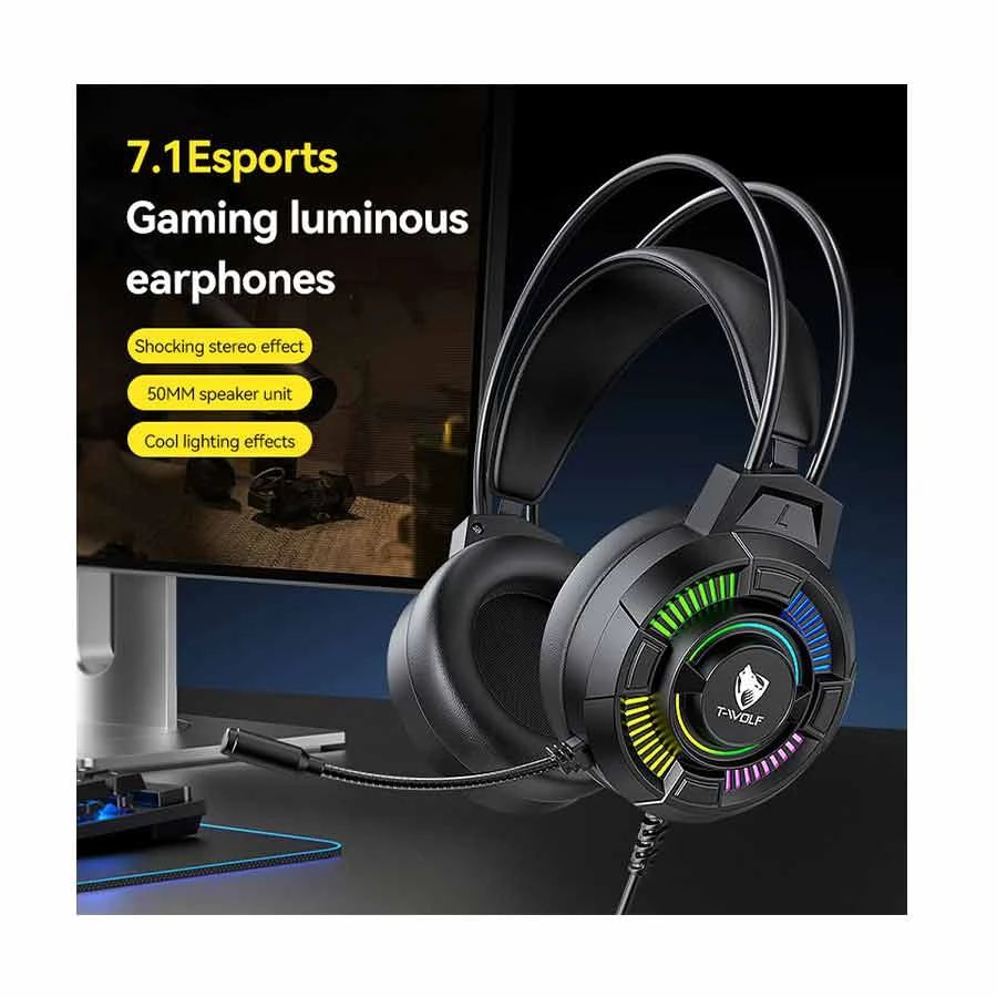 T-Wolf H140 Wired Black Gaming Headphone