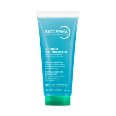 Bioderma Sebium Moussant পিউরিফাইং ক্লেনজিং জেল (ফেস ও বডি ওয়াশ) 200ml