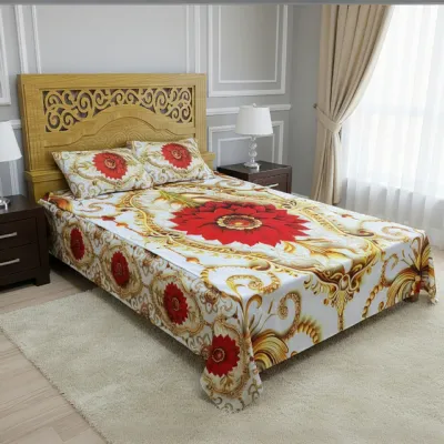 উজ্জ্বল 3D ডিজাইন বেডশিট সেট – ভেলভেট, 8ft x 7.5ft