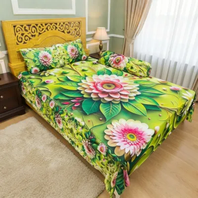 3D ডিজাইন ভেলভেট বেড শিট সেট (8 x 7.5 ফুট)