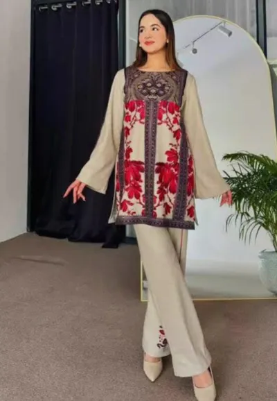Dubai Silk ডিজিটাল প্রিন্ট টু পিস মেয়েদের জন্য, 4টি রং