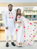 Screen and Block Print Couple Dress, Panjabi Sizes 38 to 44