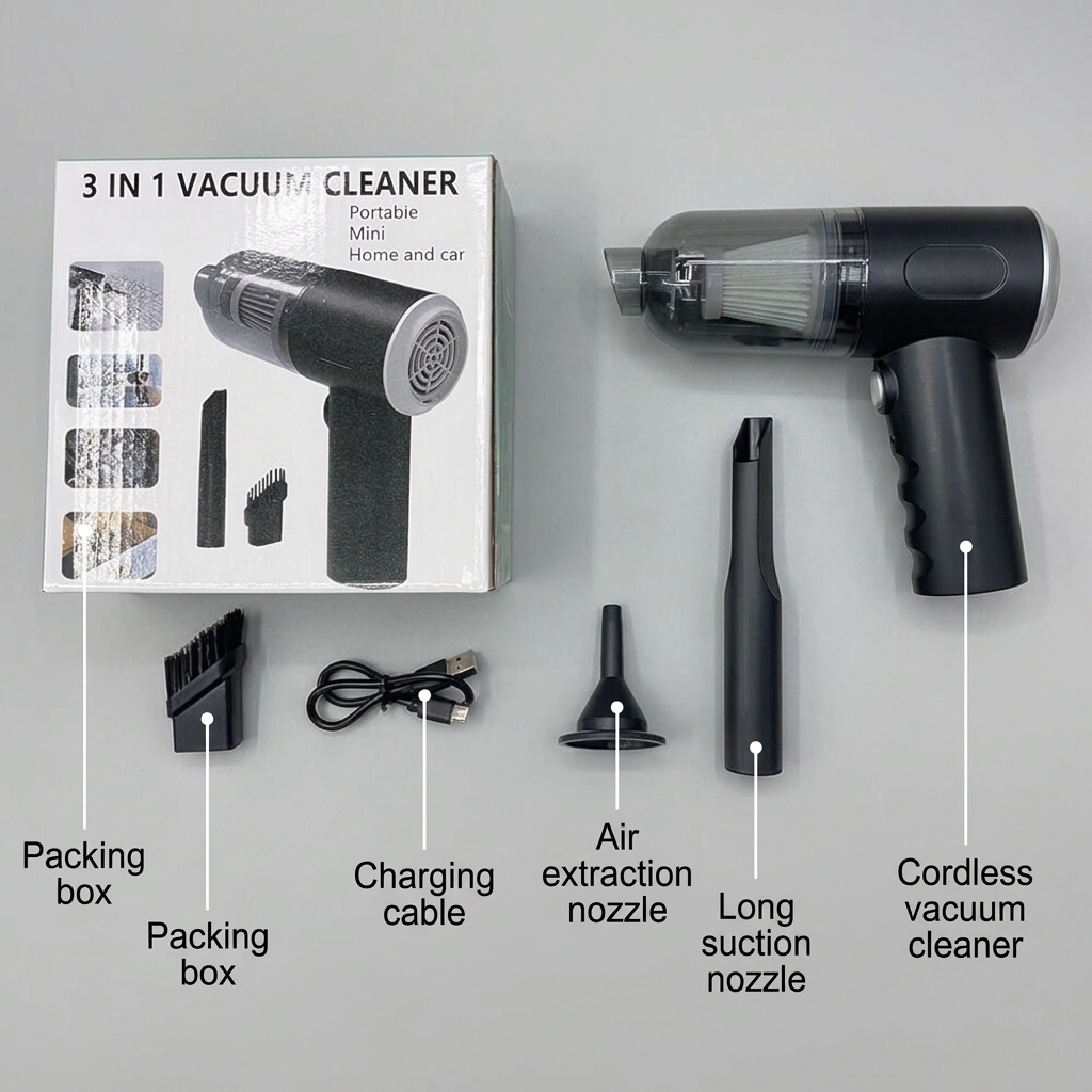 3 in 1  Portable Mini Vacuum Cleaner, Wireless & Rechargeable Multi-functional Vacuum Cleaner,