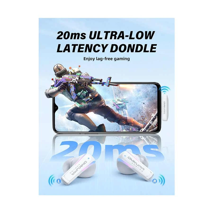 Onikuma T27 ENC 2.4G Wireless Gaming Earbuds White