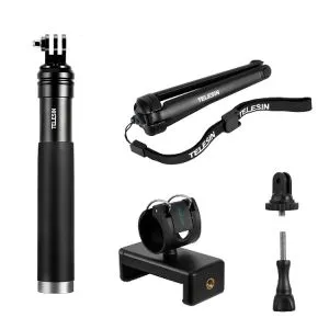Telesin GP-MNP-090-S এক্সটেন্ডেবল অ্যালুমিনিয়াম সেলফি স্টিক, ট্রাইপড ও ফোন ক্লিপ সহ