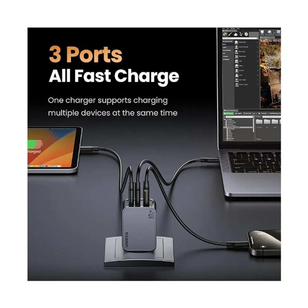 ইউগ্রিন নেক্সোড প্রো X755 USB & ডুয়াল USB-C 65W GaN চার্জার