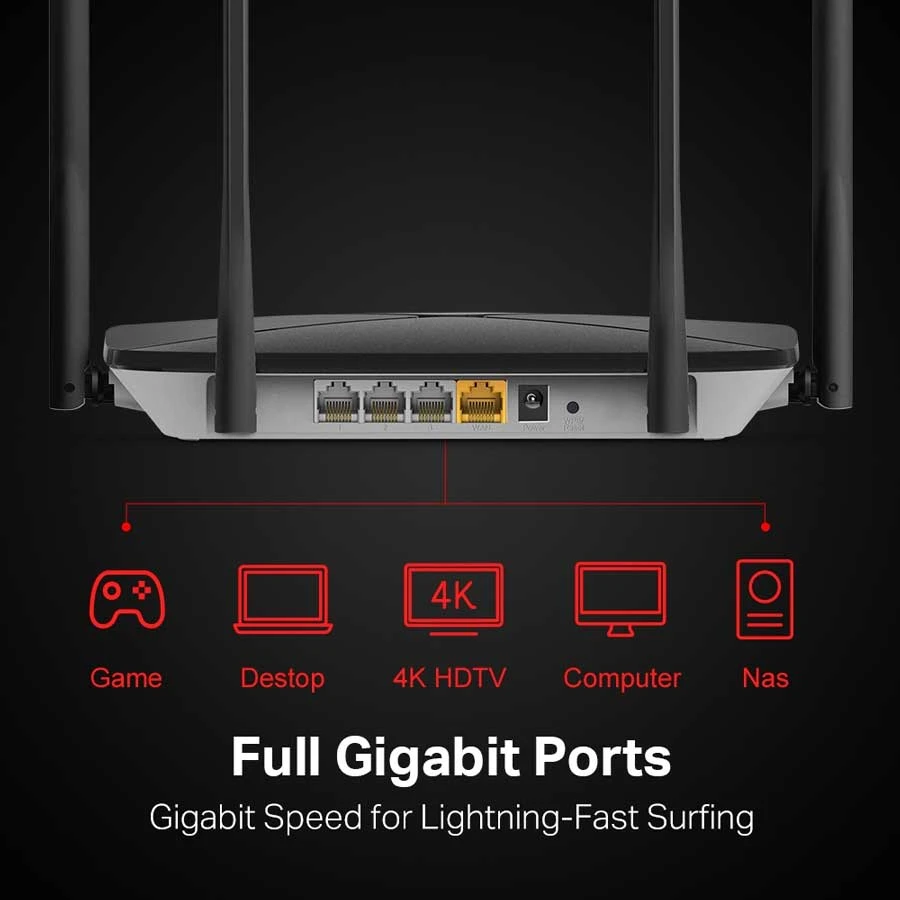 Mercusys AC12G AC1300 Dual Band Wireless Gigabit Router (4 Antenna)