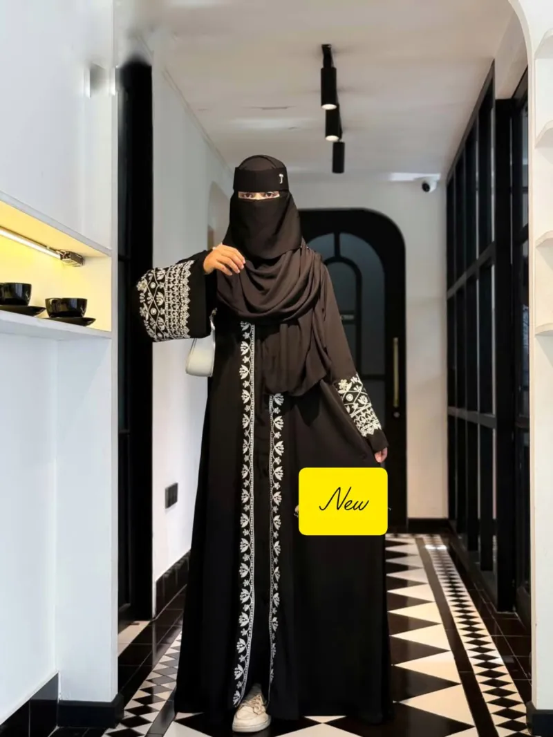 Women's Embroidered Abaya with Koti and Full Sleeve Inner, 6 Colours