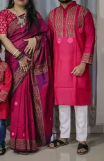 Matching Dhupian Silk Saree and Panjabi for Couples, 6 Colours