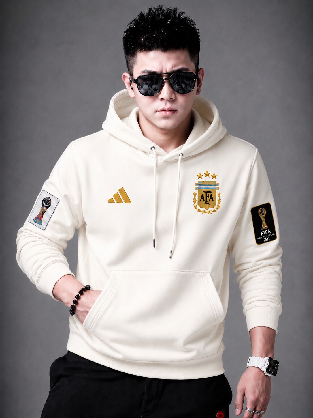 World Cup Print Hoodie, Semi Baggy Fit, Sizes M to XL, 4 Colours
