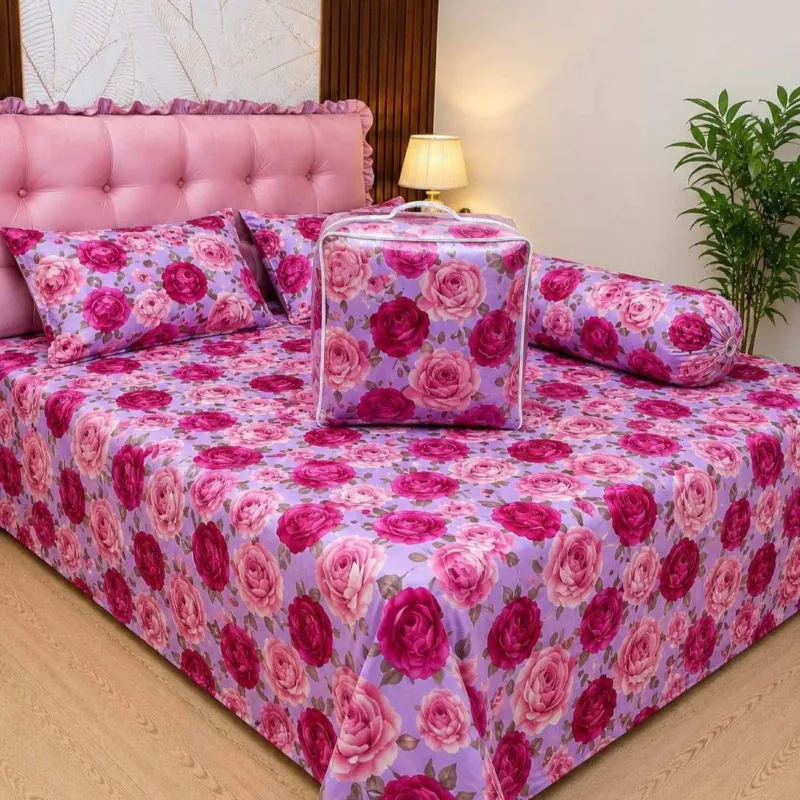 5 Piece Twill Cotton Comforter Set with King Size Bed Sheet