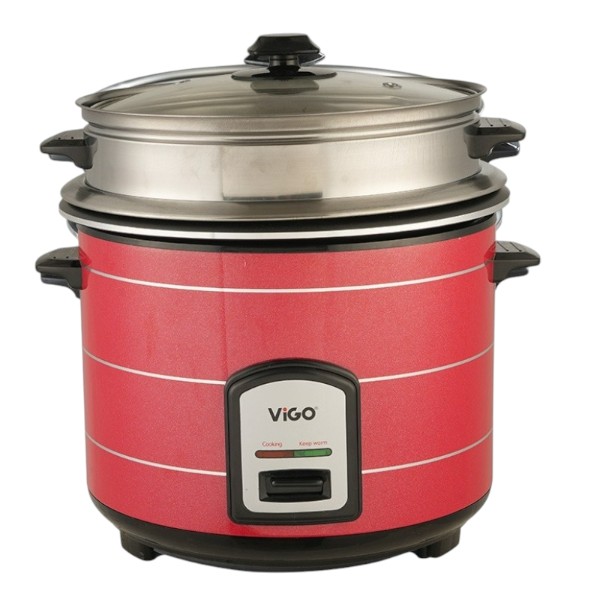 ViGO Rice Cooker 3.0 Liter REL-50-05 Stainless Steel Red 1000W (Double Pot)