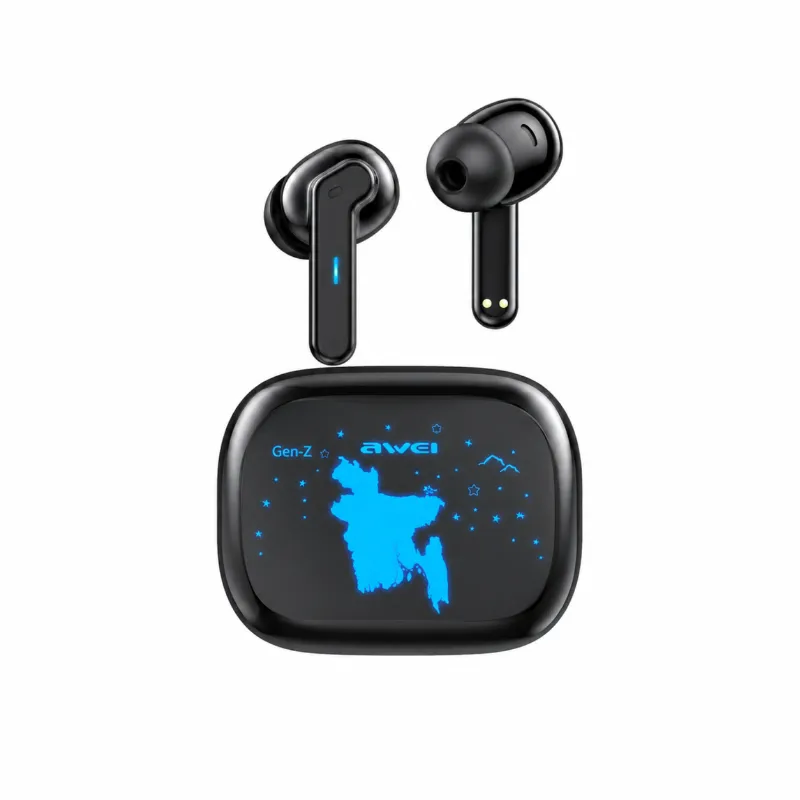 Awei T53 ANC ট্রু ওয়্যারলেস ইয়ারবাডস, RGB লাইট ও 30 ঘণ্টা ব্যাটারি