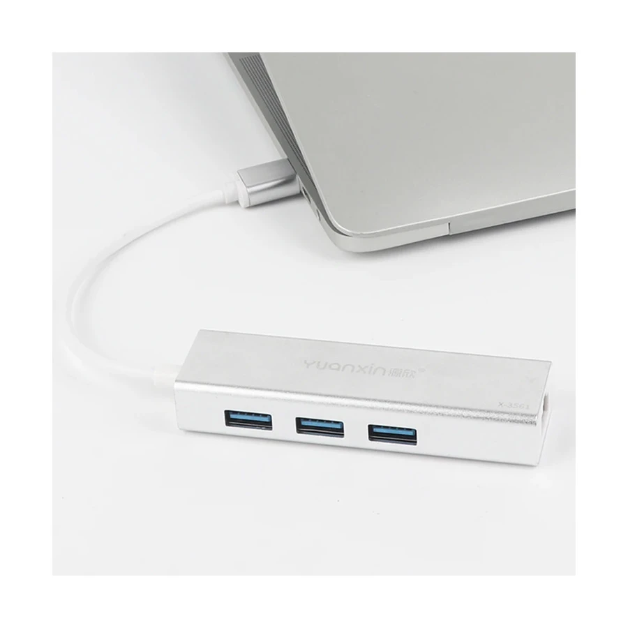 Yuanxin X-3561 USB to Tri USB & Gigabit LAN Multi-Interface Hub White
