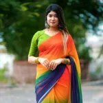 স্টাইলিশ রেইনবো জর্জেট শাড়ি