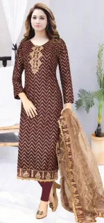 Women's AC Cotton Three Piece with Embroidery and All-Over Print
