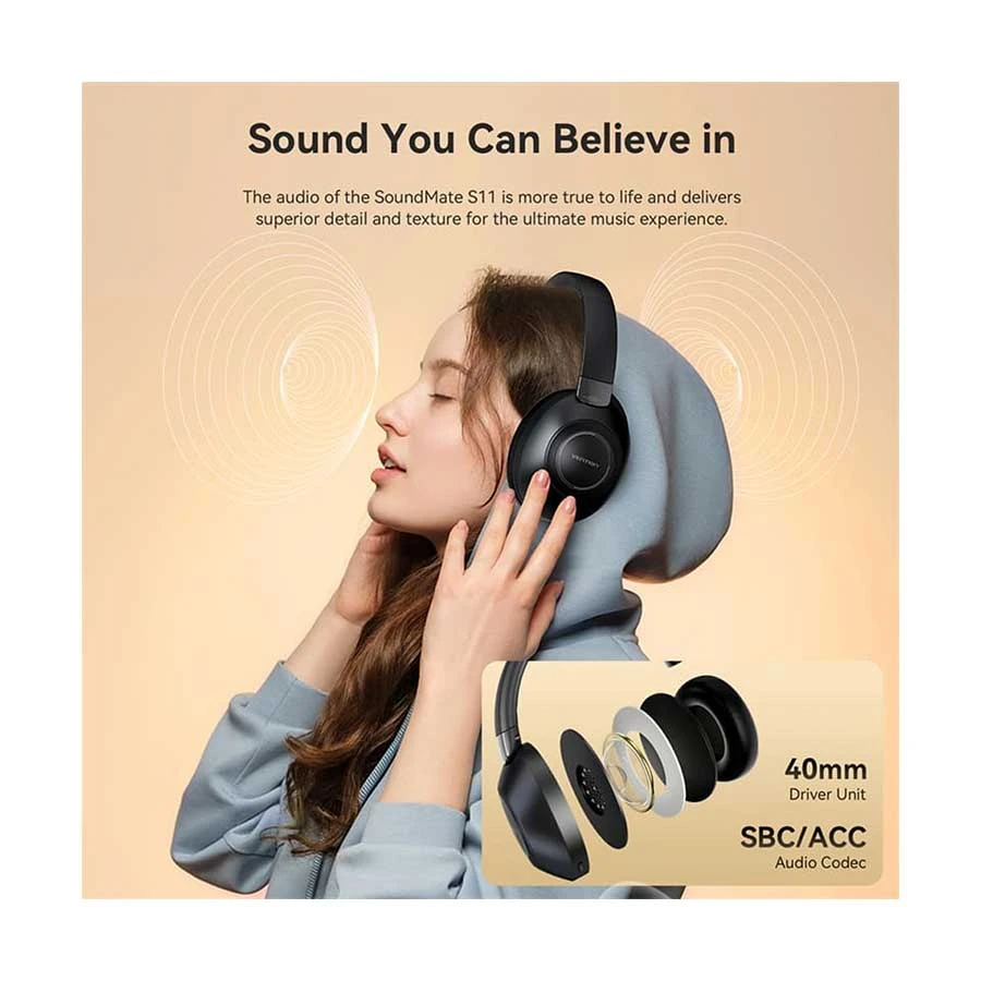 Vention SoundMate S11 Bluetooth Over-Ear Black Headphone