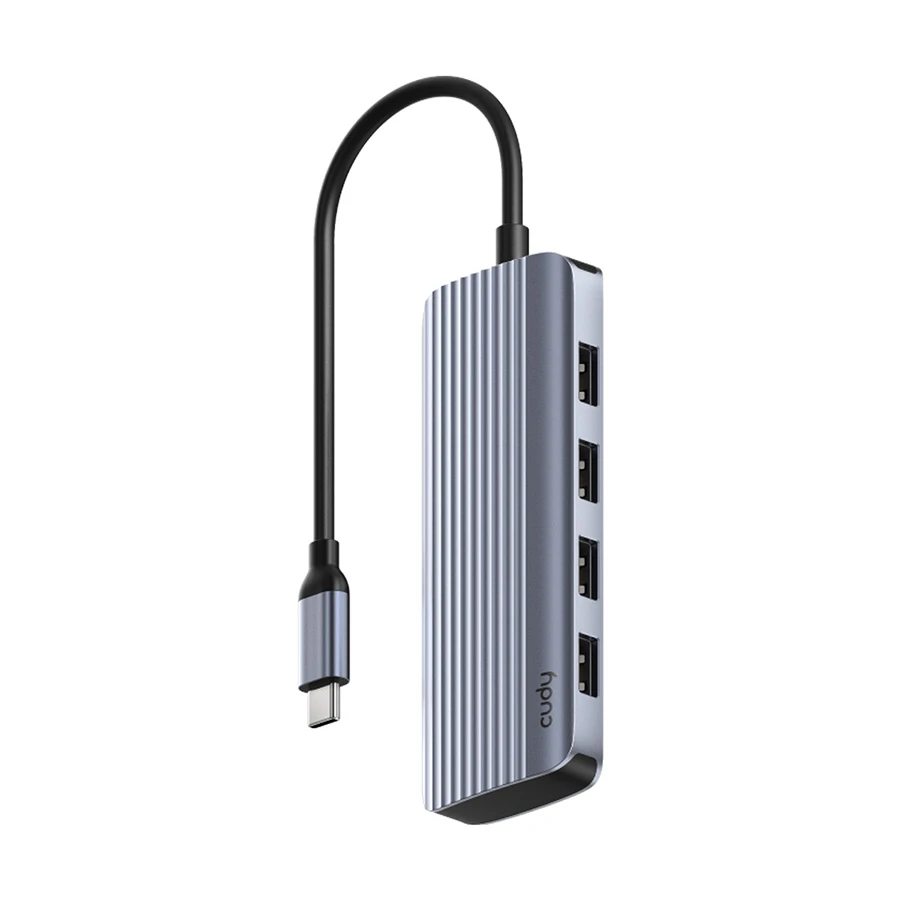Cudy UH500 6-in-1 USB-C Hub HDMI, Quad USB 3.2 & PD Silver Gray