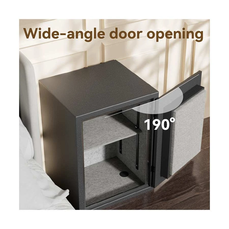 Deli ET601 Fireproof Digital Safe Box with Key & Password, Dark Gray