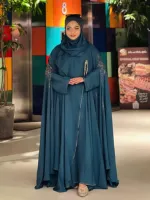 Nurjahan Stone Work Abaya in Cherry Fabric, 5 Colours