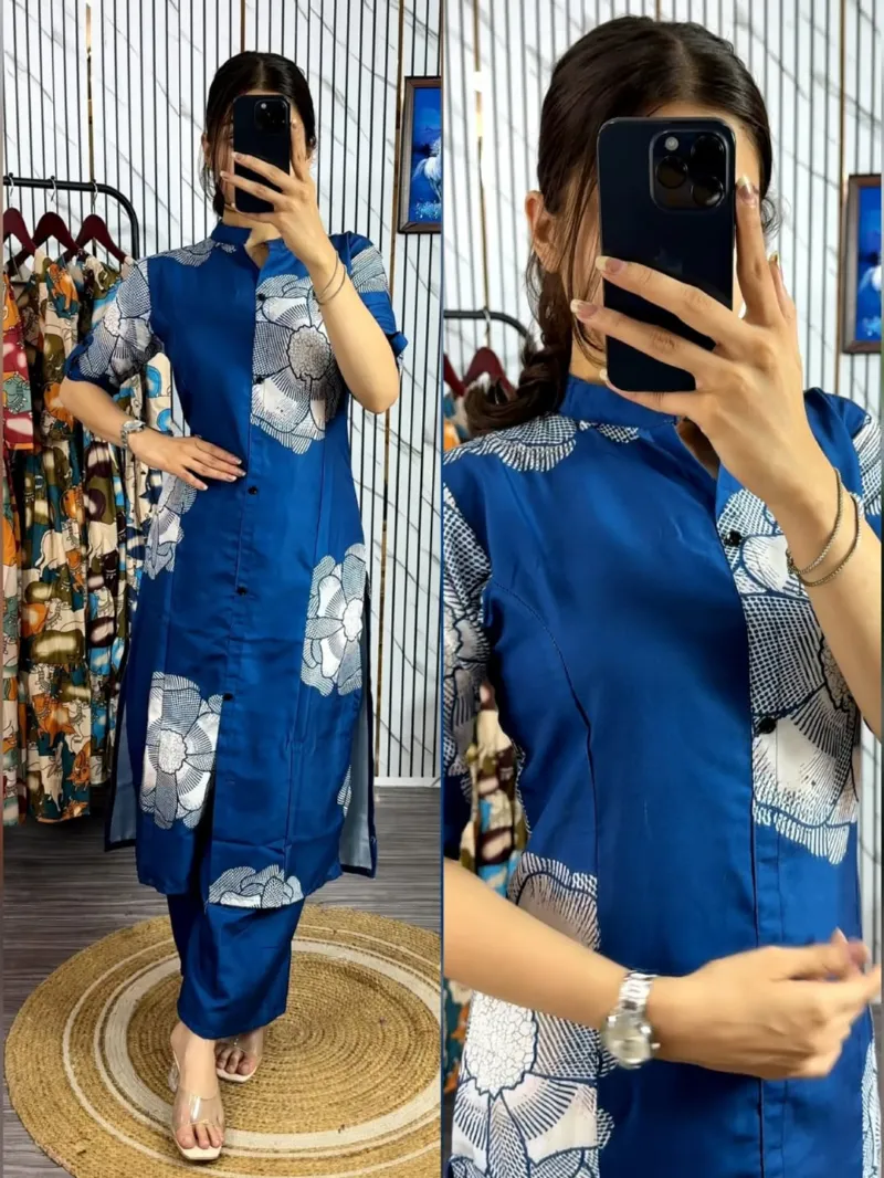 মেয়েদের টু পিস কুর্তি সেট, স্ক্রিন প্রিন্ট পিউর কটন